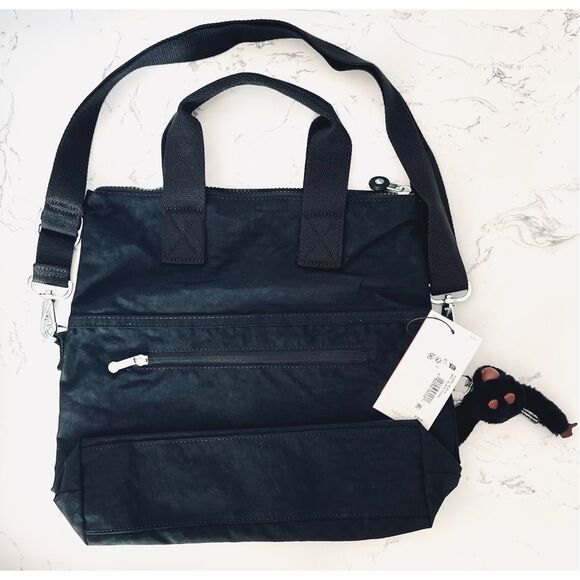 Kipling Eleva Large Convertible Crossbody Tote Bag Purse Tonal Black Monkey NWT - Picture 2 of 7